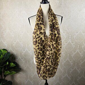 Lightweight Leopard Animal Print Infinity Loop Scarf Tan Brown Black